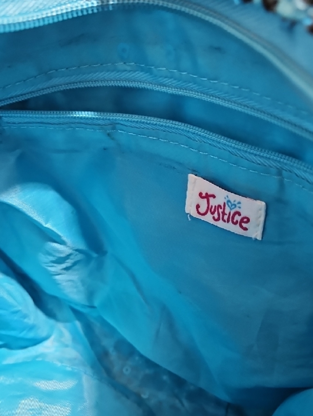 Justice Teal Blue Leopard Shoulder Bag - Picture 4 of 4